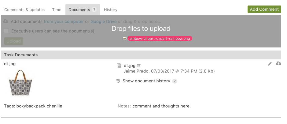 Drag & Drop documents to upload