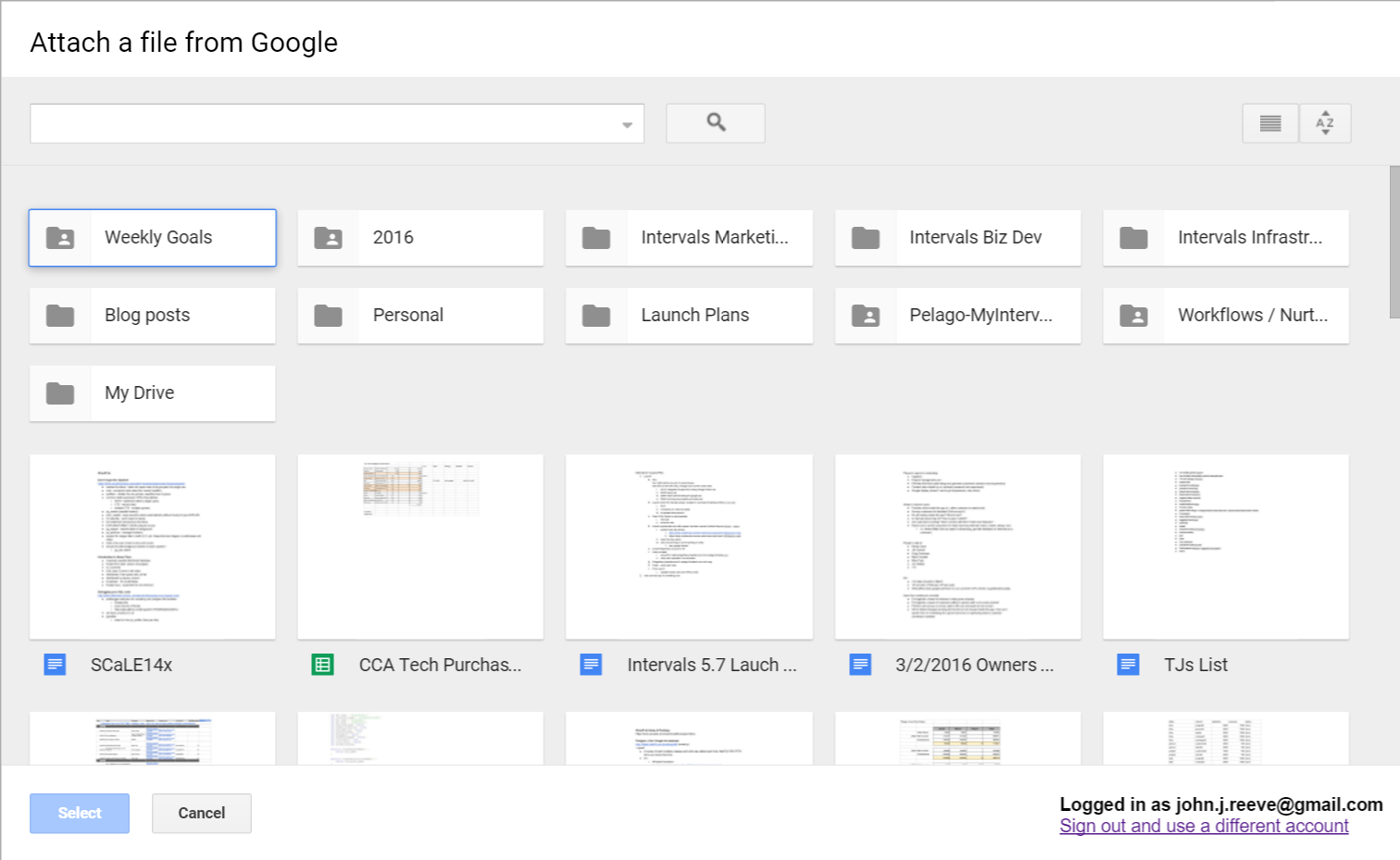 Google Drive folder and file listing